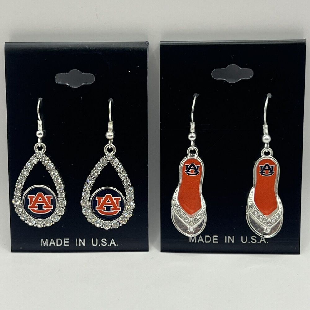 2 Pair Of Auburn Tigers Diamond Shape Earrings College Jewelry‎ Y2K Flipflop